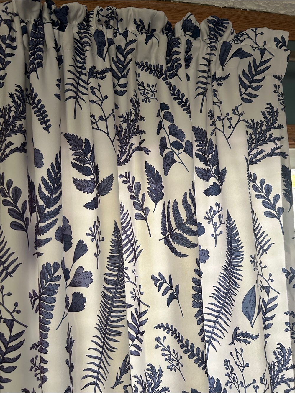 Fern Botanical Drapery 4 Panels in Navy on Cream by Half Moon 52X84
